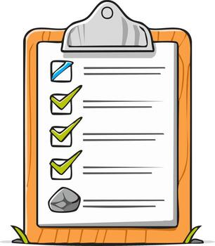 Lista de Verificación con terminado Tareas y un rock elemento ilustración vector