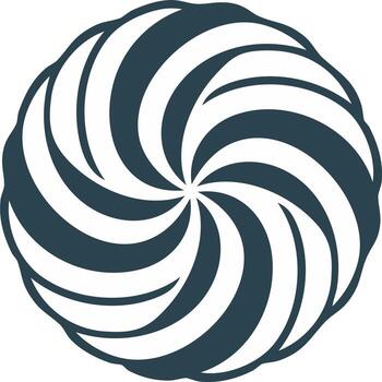 Swirl graphic pattern radiating from a central point, spiral shape, in white and teal color, design element vector
