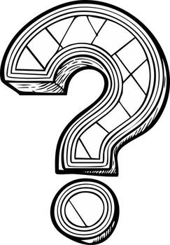 Abstract Question Mark Illustration with Geometric Fill Pattern Black and White vector