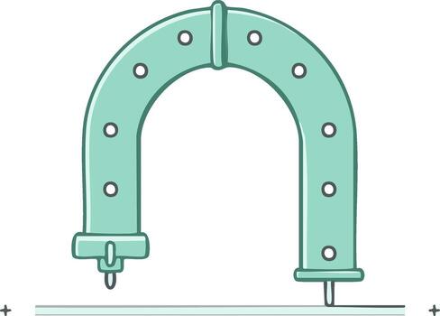 Cartoon U shaped archway structure with circular rivets in teal color vector
