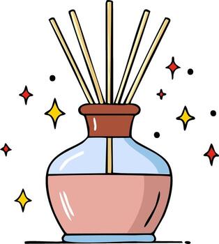 aromático Junco difusor con fragancia palos y espumoso elementos para hogar olor vector