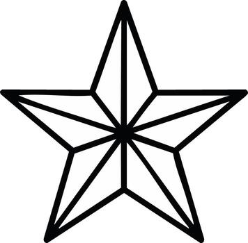 Clean black outline five-pointed star symbol with geometric internal lines for graphic design vector