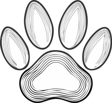 Stylized Animal Paw Print with Line Art Pattern, Pet Footprint Design Element for Various Creative Projects vector