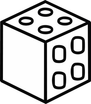 Linear Dice Illustration, Cube with Dots, Lucky Game and Gamble Theme vector