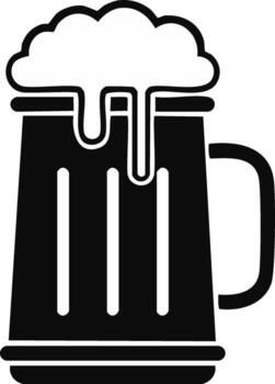 negro icono de un espumoso cerveza jarra con un desbordante espuma cabeza vector