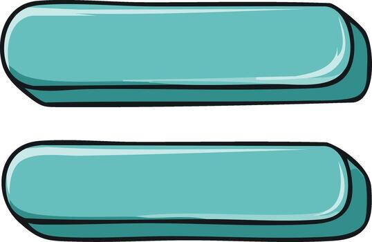 Two horizontal empty blank aqua green rounded rectangle buttons or banners in a fun cartoon style vector