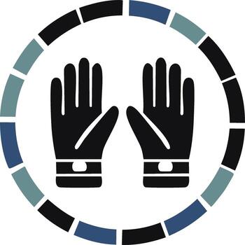 par de guantes gráfico con segmentario circulo marco ilustración vector