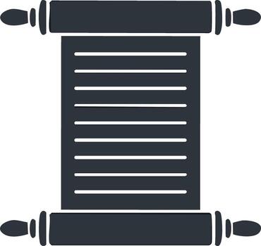 sencillo icono de un antiguo desenrollado Desplazarse con manuscrito líneas. histórico documento o pergamino vector