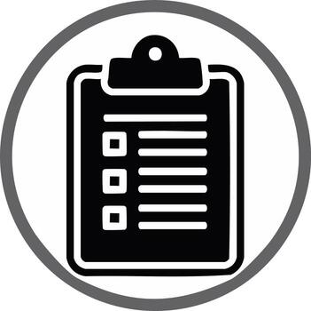 Lista de Verificación en portapapeles en negro y blanco para Tareas y que hacer liza vector