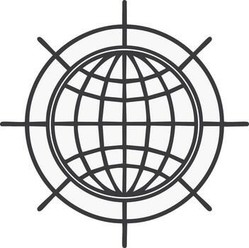 Earth Globe Surrounded by Circles with Extended Lines for Global Connection and Navigation Concepts vector