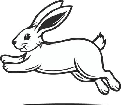 Stylized rabbit sprinting forward, illustration with bold outlines for print or web vector