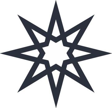 Geometric eight pointed starburst pattern with sharp angular lines and an inner star vector