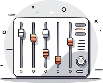 Sound Mixer Panel with Faders and Controls Hand Drawn Illustration for Audio Adjustment vector