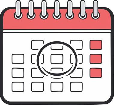 calendario icono con aumentador vaso destacando fechas para Planificación y evento planificación vector