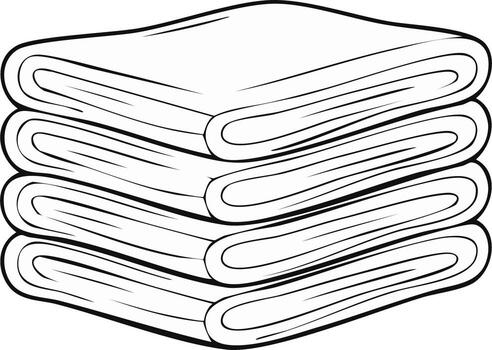 Stack of folded white towels or napkins in a clean minimalist outline vector