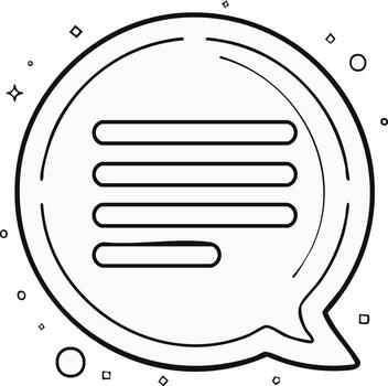 Minimalist hand drawn speech bubble icon representing conversation and communication vector