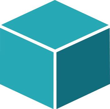 sencillo verde azulado azul cubo geométrico forma minimalista resumen diseño elemento vector