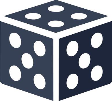 un oscuro azul cubo con blanco puntos representando un juego morir en isométrica perspectiva vector