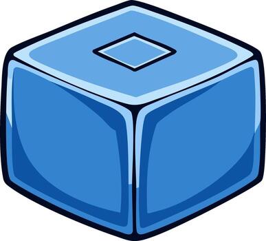 brillante azul geométrico cubo con redondeado bordes y un diamante símbolo en parte superior aislado vector