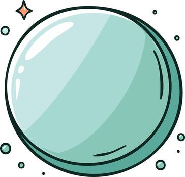 Cartoon Illustration of a Shiny Orb with Highlight and Subtle Bubbles Floating Around vector