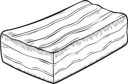 Hand drawn sketch of a thick slice of raw bacon with wavy fat lines vector