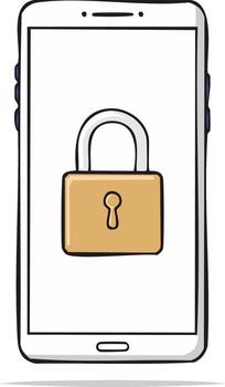 Digital Security Concept Illustration of a Smartphone Displaying a Padlock Icon vector