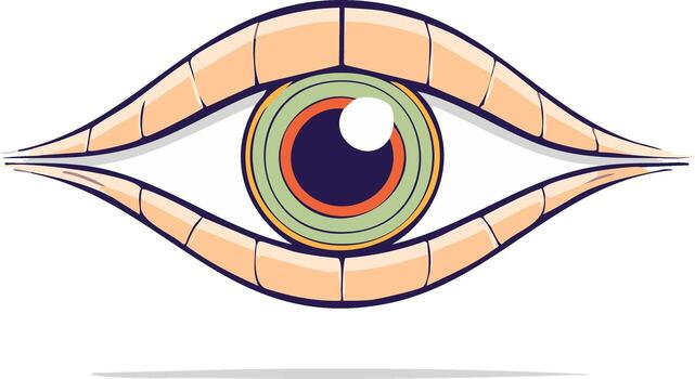 Mystical All Seeing Eye Symbol with Segmented Eyelids and Colorful Iris vector