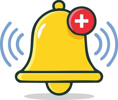 alerta notificación icono con más firmar, El sonar campana para nuevo evento y actualizaciones vector