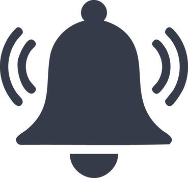 Icon of a ringing bell with sound waves, notifying an alert vector