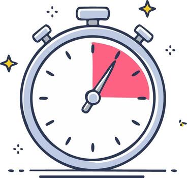 Stylized Stopwatch Icon Timer with Section Filled in Red, Isolated Illustration, Fast Countdown vector