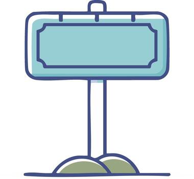 Cute cartoon empty signpost icon with blank blue board perfect for custom text or message vector