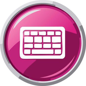 blanco teclado icono en un lustroso magenta redondo botón, un moderno digital interfaz elemento vector