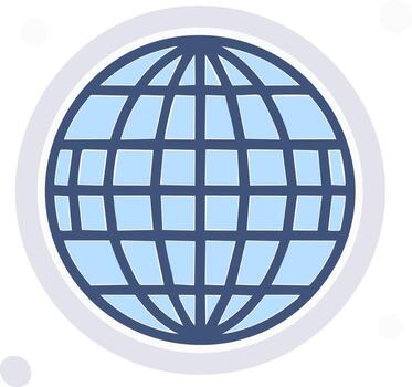 sencillo globo icono con azul cuadrícula líneas dentro un ligero gris circulo frontera vector