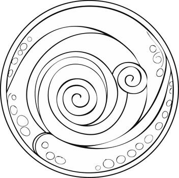 Abstract circular design with flowing spirals and decorative dot patterns vector