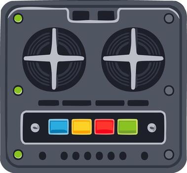 Analog Control Panel with Knobs and Buttons, Color Coded Switches vector