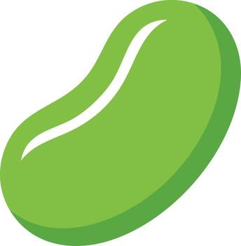 Simple graphic depiction of a green bean, with a smooth, curved shape against a clean white background vector