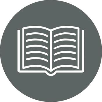 Open book icon symbol of knowledge and education in a simple outline graphic on a circular background vector