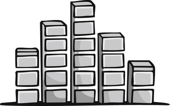 Hand-drawn graphic equalizer bars representing sound levels and audio frequencies vector