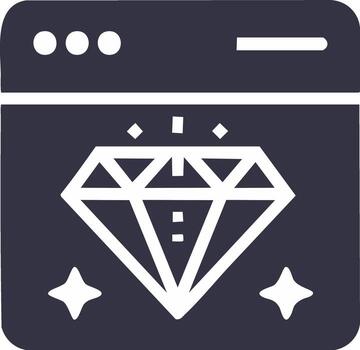 Shiny diamond icon representing excellence and value within a web browser window interface vector