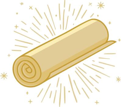 arrollado Desplazarse con dorado rayos y destellos vector