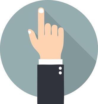 plano diseño ilustración de un negocio mano con índice dedo señalando hacia arriba vector