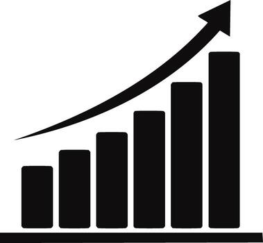 Rising Bar Chart with Arrow Graph Illustration Representing Growth and Positive Trends vector