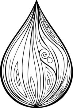 Abstract Swirl Drop Shape Black and White Ink Art Design Element vector