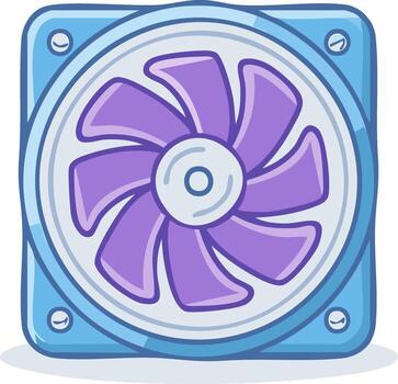 Isolated illustration of a computer case cooling fan for PC hardware vector
