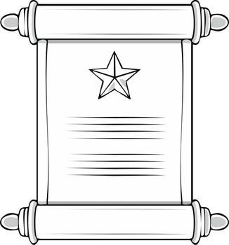 Old scroll with star and lined paper illustration vector