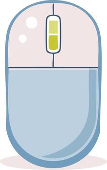 linda dibujos animados ilustración de un computadora ratón con un Desplazarse rueda parte superior ver vector