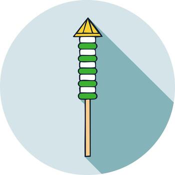 Colorful Firecracker Illustration with Long Shadow on Circular Background vector