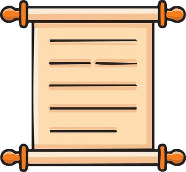 Classic parchment scroll with empty text lines and decorative handles illustration vector