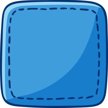 Cartoon square patch design with stiched border and gradient shading, illustration vector