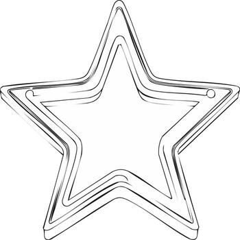 aislado contorno estrella forma con pequeño circulo lazo para colgando decoración vector